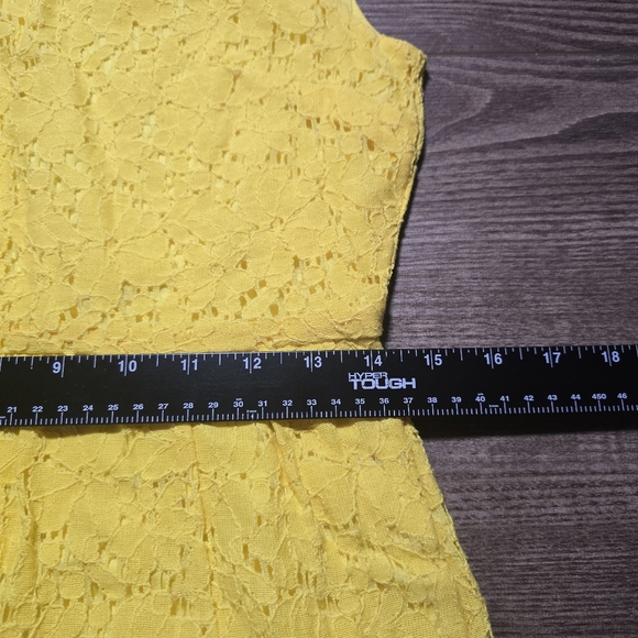 J.CREW Dress Womens 6 Yellow Lace Boatneck Shift Pockets Cotton Blend Romantic - Picture 7 of 8